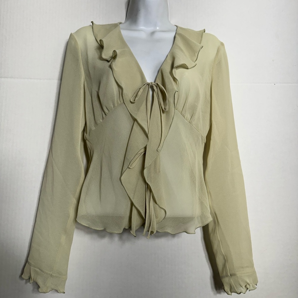 V-Neck Chiffon Ruffle Blosuse - Picture 2 of 8